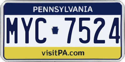 PA license plate MYC7524