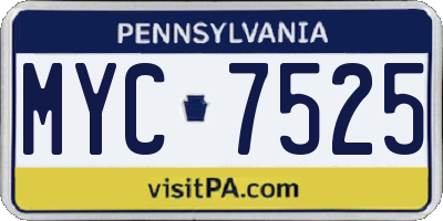 PA license plate MYC7525