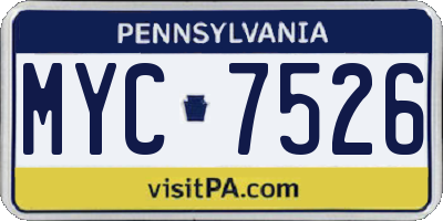 PA license plate MYC7526