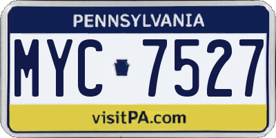 PA license plate MYC7527
