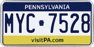 PA license plate MYC7528