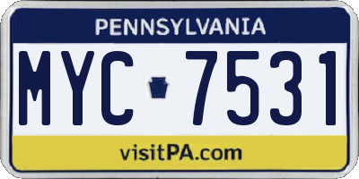 PA license plate MYC7531