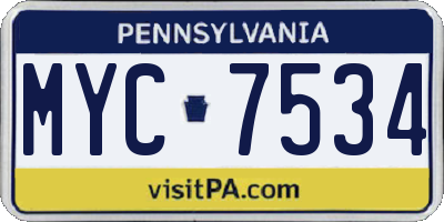 PA license plate MYC7534