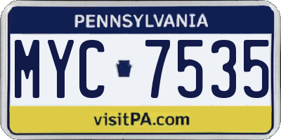 PA license plate MYC7535