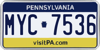 PA license plate MYC7536