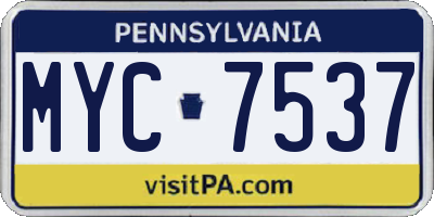 PA license plate MYC7537