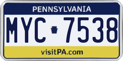 PA license plate MYC7538