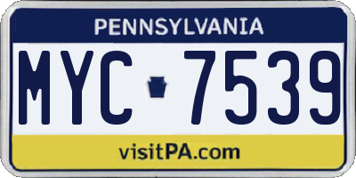 PA license plate MYC7539