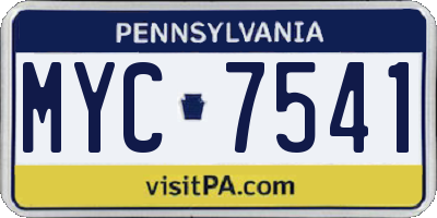 PA license plate MYC7541