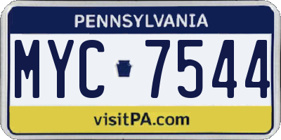 PA license plate MYC7544