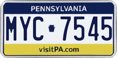 PA license plate MYC7545