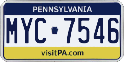 PA license plate MYC7546