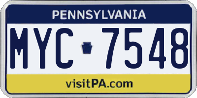 PA license plate MYC7548