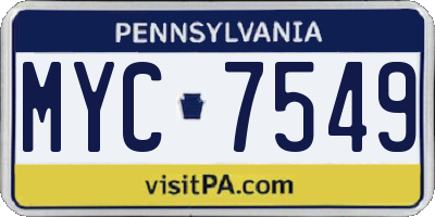 PA license plate MYC7549