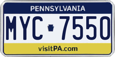 PA license plate MYC7550