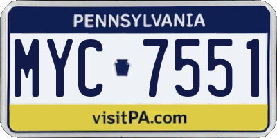 PA license plate MYC7551