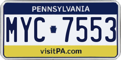 PA license plate MYC7553