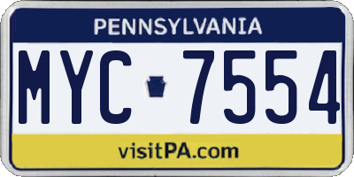 PA license plate MYC7554