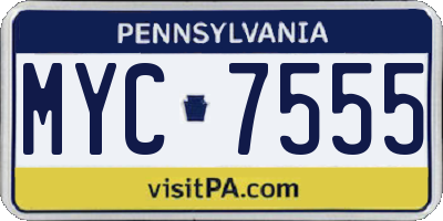 PA license plate MYC7555