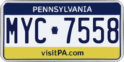 PA license plate MYC7558