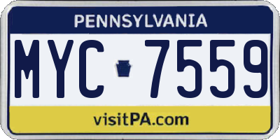 PA license plate MYC7559