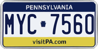 PA license plate MYC7560
