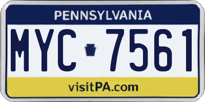 PA license plate MYC7561
