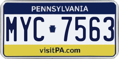 PA license plate MYC7563