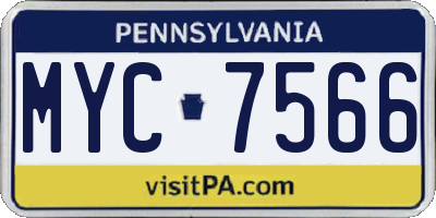 PA license plate MYC7566