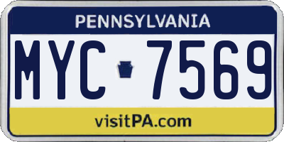 PA license plate MYC7569