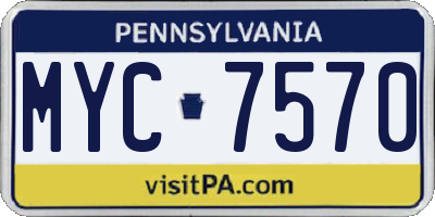 PA license plate MYC7570