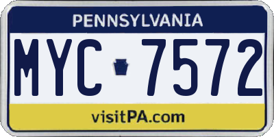 PA license plate MYC7572