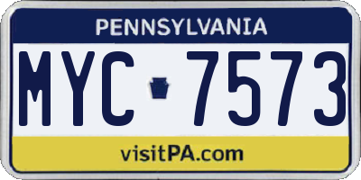 PA license plate MYC7573