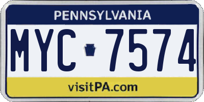 PA license plate MYC7574