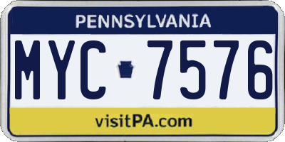 PA license plate MYC7576