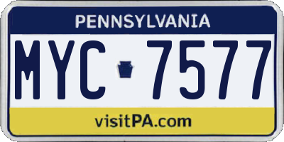 PA license plate MYC7577