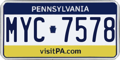 PA license plate MYC7578