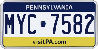 PA license plate MYC7582