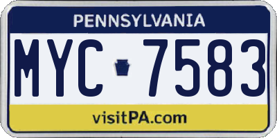 PA license plate MYC7583