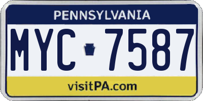 PA license plate MYC7587