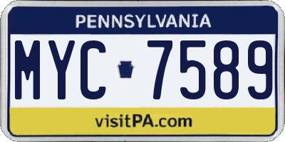 PA license plate MYC7589