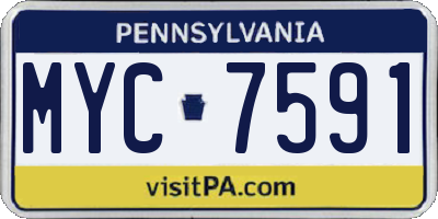 PA license plate MYC7591
