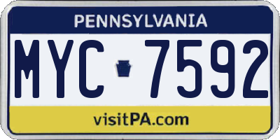 PA license plate MYC7592
