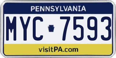 PA license plate MYC7593
