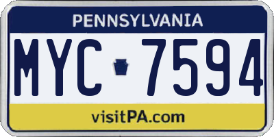 PA license plate MYC7594