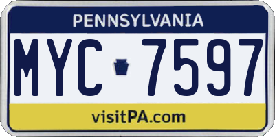 PA license plate MYC7597