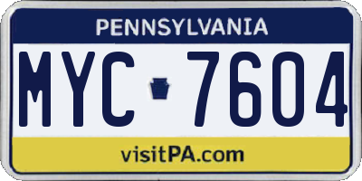 PA license plate MYC7604