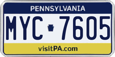 PA license plate MYC7605
