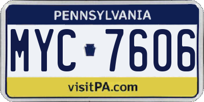 PA license plate MYC7606