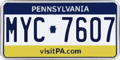PA license plate MYC7607